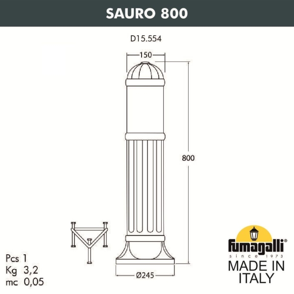 Светильник Fumagalli SAURO 800 D15.554 AXD1LCRB (рефлектор белый/чёрный/прозр) — изображение 2