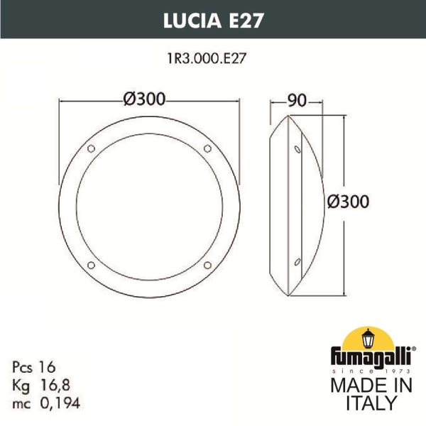 Светильник Fumagalli LUCIA 1R3.000.000.AYE27BU1, чёрный/синий, опал — изображение 2