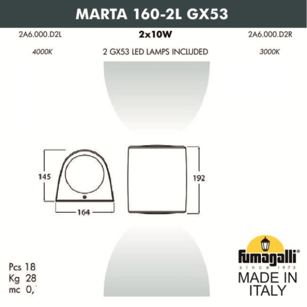 Светильник Fumagalli MARTA 160-2L 2A6.000.000.WXG53, белый/прозрачный — изображение 2